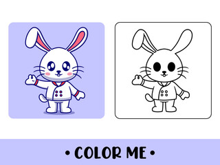 Vector coloring book for children a cute rabbit. Vector coloring template for education kids