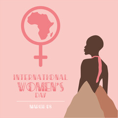 International women's day poster. Woman sign.Greeting card for Happy Women's Day with elegant hand drawn calligraphy. Vector illustration.