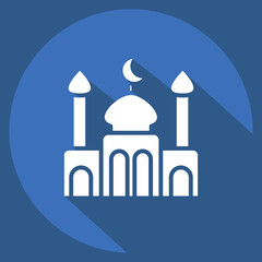 Icon Mosque. related to Eid Al Adha symbol. Long Shadow Style. simple design editable. simple illustration