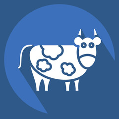 Icon Cow. related to Eid Al Adha symbol. Long Shadow Style. simple design editable. simple illustration