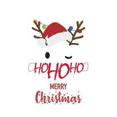 Christmas deer on a white background. Merry Christmas. 
Funny Christmas Deer. Vector Illustration. Isolated On White Background. 