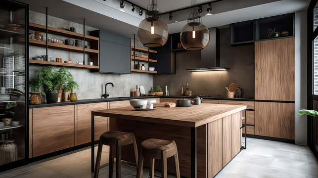 3D rendering Kitchen Concept: A Stylish and Inviting Space for Modern Living and Relaxation