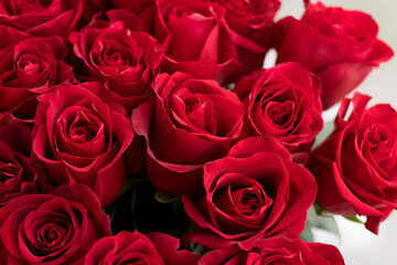 Naklejka premium a bouquet of beautiful red roses for a girl's birthday