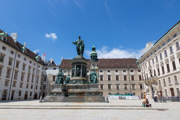 Fototapeta na wymiar Monument to Kaiser Franz I on the square In der Burg in Vienna