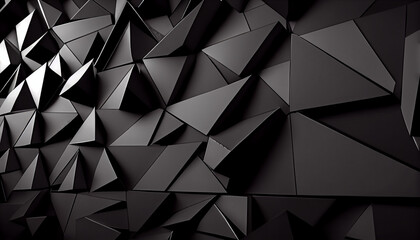 Panoramic black triangles mosaic background Ai generated image