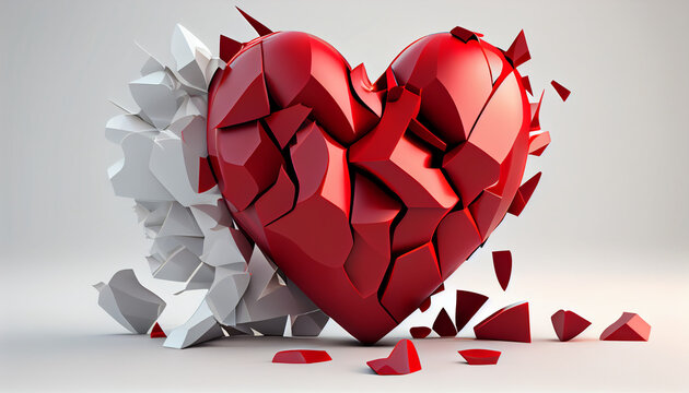 Red love shape with white background Ai generated image