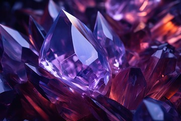 Purple and pink colorful glass crystals background, Generative AI