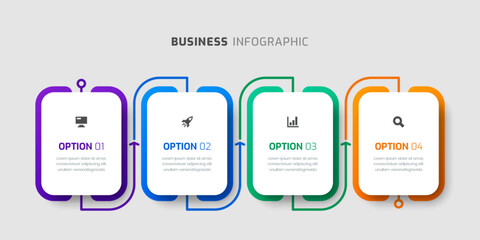 Vector Infographic Label Design Template with Thin Line, Icons and 4 Options for Presentation