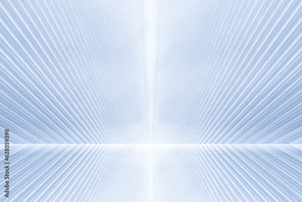 Poster blue and white lines extending forward, artificial architectural spaces,3d rendering