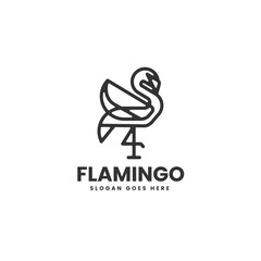 Vector Logo Illustration Flamingo Line Art Style