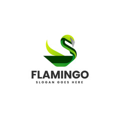 Vector Logo Illustration Flamingo Gradient Colorful Style