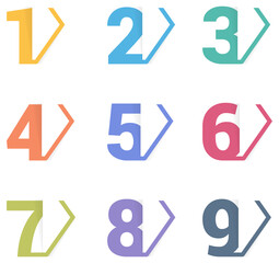 Set of nine numbers with arrows