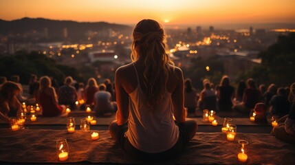 Sunset Rooftop Yoga, Rooftop Yoga in the Heart of the City, Rooftop Yoga Inspiration, Rooftop Yoga at Golden Hour, Rooftop Yoga Mindfulness