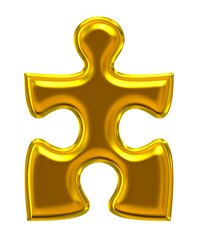Obraz premium Golden Puzzle Piece Isolated On White Background.