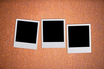 Two Blank retro instant photo frame on desk