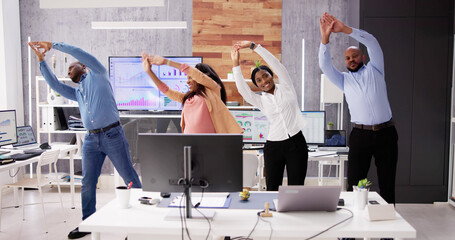 Corporate Yoga Exercise At Desk