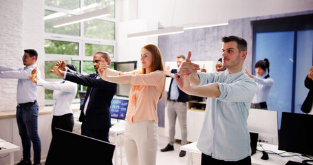 Corporate Yoga Near Business Desk