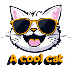 Cool Cat Cartoon Head Vector Digital Print Design. Cool Cat Cartoon Head Vector Digital Print Design

