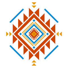 Geometric ethnic pattern art. American, Mexican style. Background Aztec tribal ornament. Design for fabric, clothing, textile, logo, symbol.