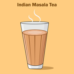 Indian street masala tea (chai)  glass . vector illustration