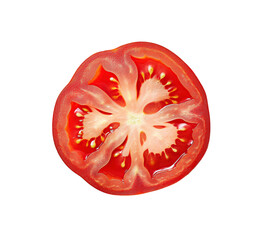 Fresh tomato slice isolated on transparent background