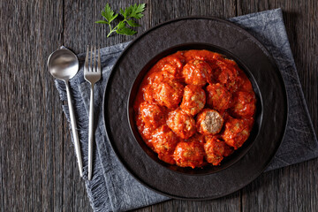 Iowa Ham Balls with tomato sauce in bowl