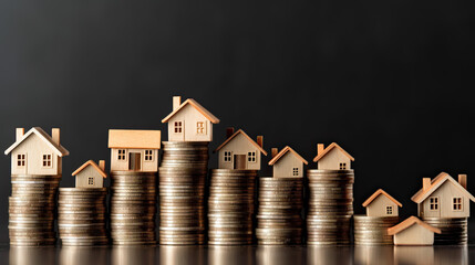 Mini house on stack of coins. Concept of Investment property.