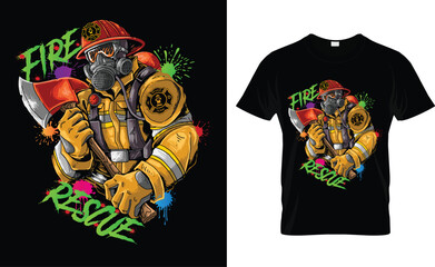 Fire fighter t-shirt design.Colorful and fashionable t-shirt design for men and women.