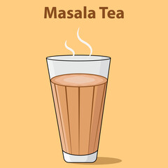 Indian street masala tea (chai)  glass . vector illustration