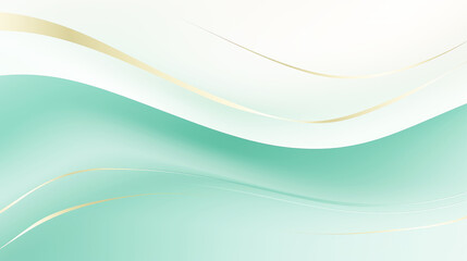 Soft green gradient abstract golden line and wave background. 
