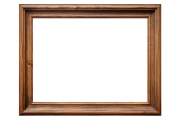 Dark wooden picture frame isolated on white background with empty space for image. Mockup for design, photo, poster. 