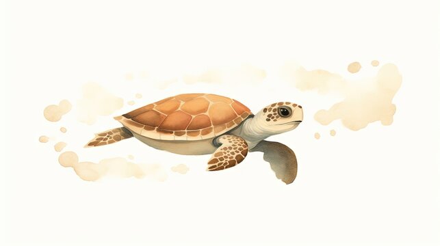  a watercolor painting of a turtle swimming in the ocean.  generative ai