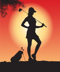 silhouette of female golfe