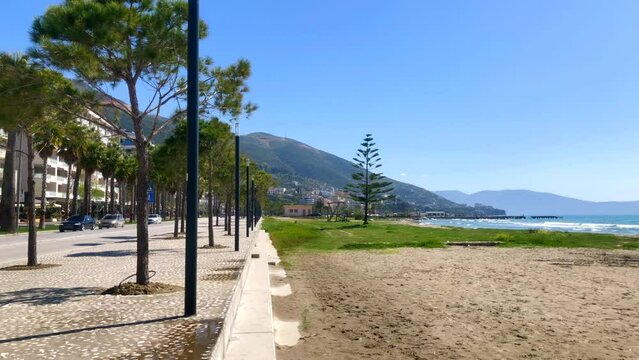 Road beside the beach in Vlore Albania