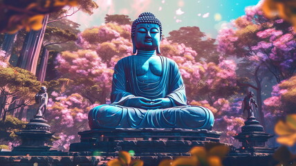 瞑想するブッダ像,Generative AI AI画像