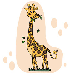 giraffe cartoon, African animal wildlife. Vector Flat cartoon character.