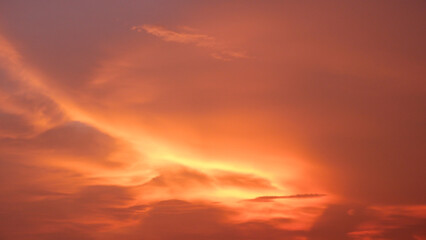 The twilight sky is orange.