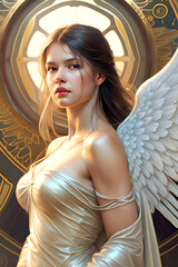 Beautiful young woman with angel wings
