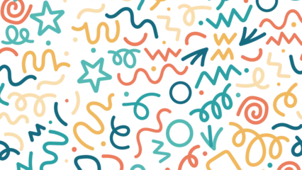 Foto op Plexiglas Abstract background pattern. Vector seamless repeat of doodle squiggles and dots. Design element. Colorful line doodle seamless pattern © Sharmin