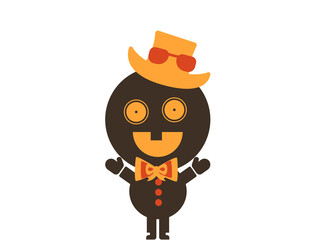 owl, Illustration of a cartoon character smiling face wearing a hat standing, icon