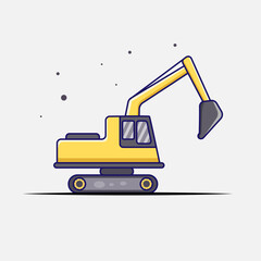 construction excavator vehicle illustration icon. Construction and transportation concept icon
