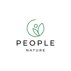 People leaf logo design vector 