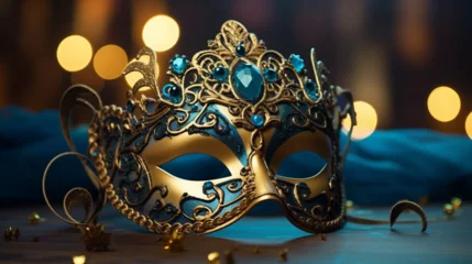 Zelfklevend Fotobehang golden venetian mask © HuddaimaZahra