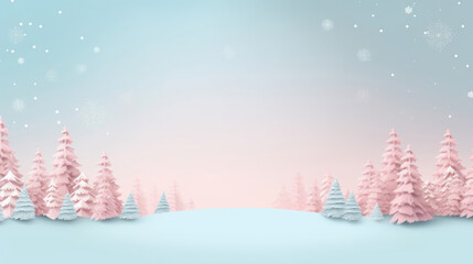 winter landscape with snow pastel color all made by Paper Art with Xmas concept