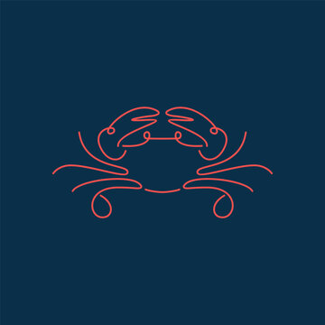 Crab line art logo vector icon design template