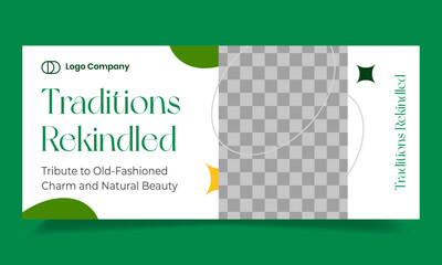 Green fashion horizontal banner template design. Perfect for promotional media for traditional