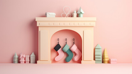Socks pastel color all made by Paper Art with Xmas concept