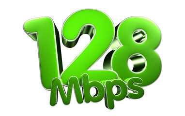 128 Mbps green 3D illustration.  Advertising signs. Product design. Product sales.