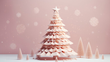 Christmas tree decoration pastel color all made by Paper Art