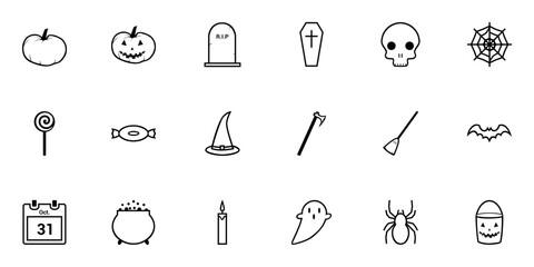 Halloween Line Art SVG Icons Set